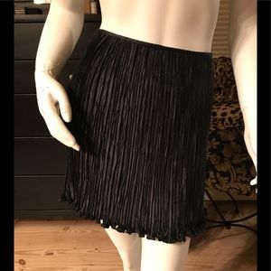 Black finely pleated silk mini skirt size 2